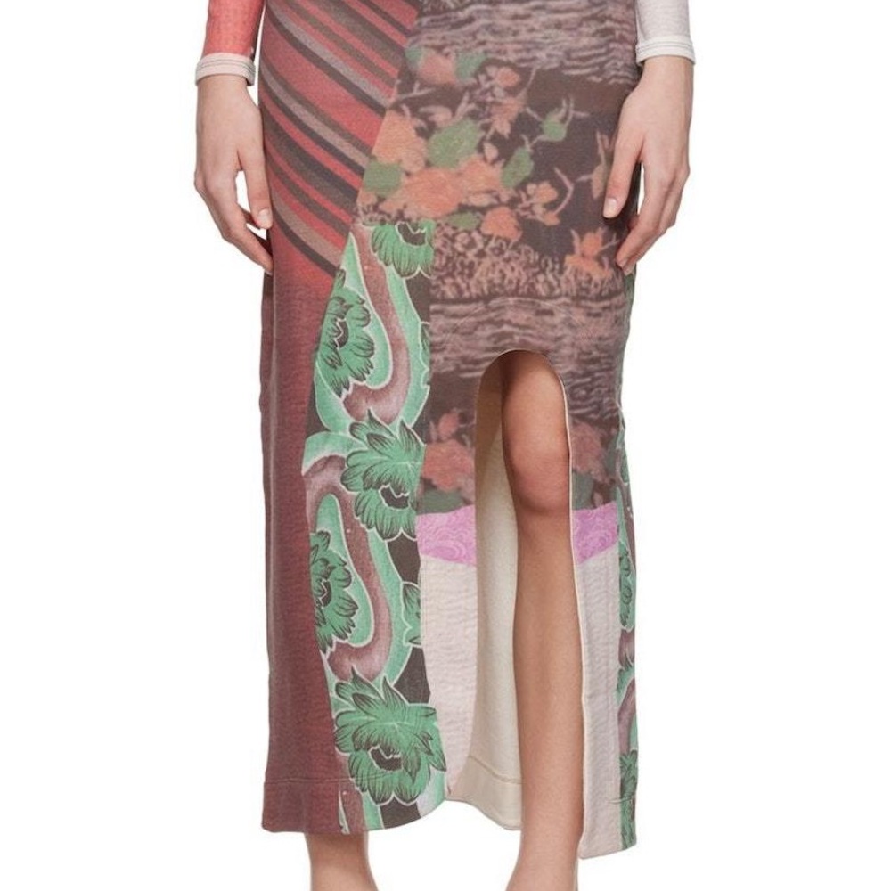 ECKHAUS LATTA
 Patchwork Pencil Skirt with Cut Out Slit with tags small